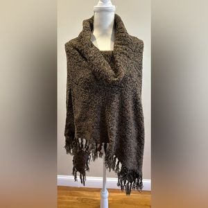 Soft Brown/Black Cowl Neck Poncho NWOT